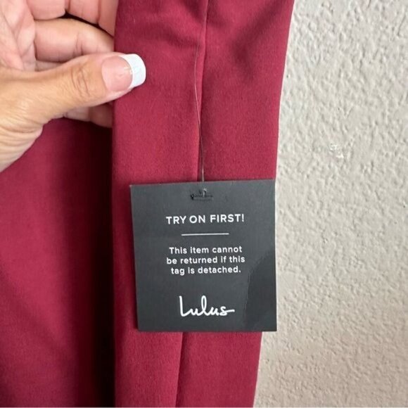 Lulu’s Classic Glam Burgundy Off-the-Shoulder Bodycon Dress Size Small - Picture 6 of 11